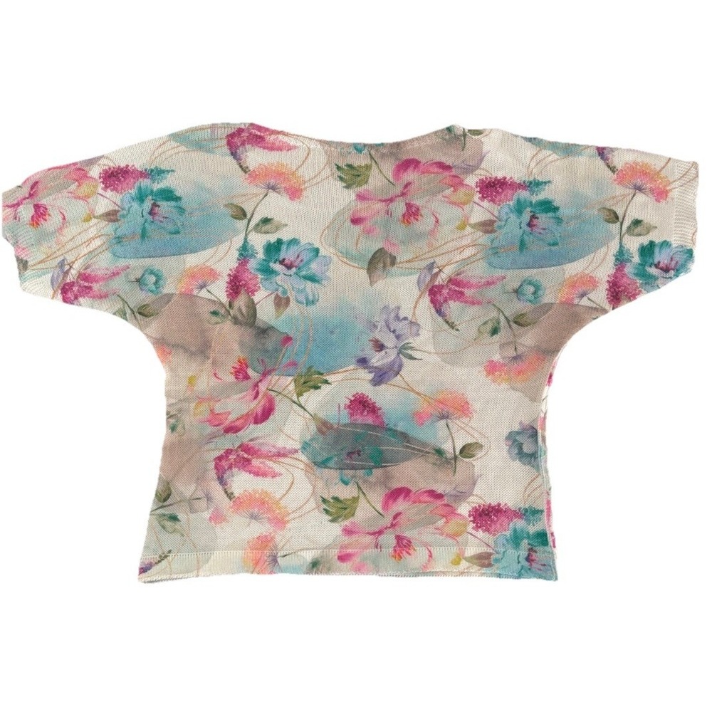 Loggia de' Tessitori Made in Italy Boho Floral Batwing Knit Top Size Large EUC